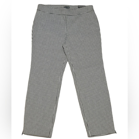 VAN HUSEN NWT Black & White  Houndstooth taper leg pants size 14 short - Picture 1 of 5